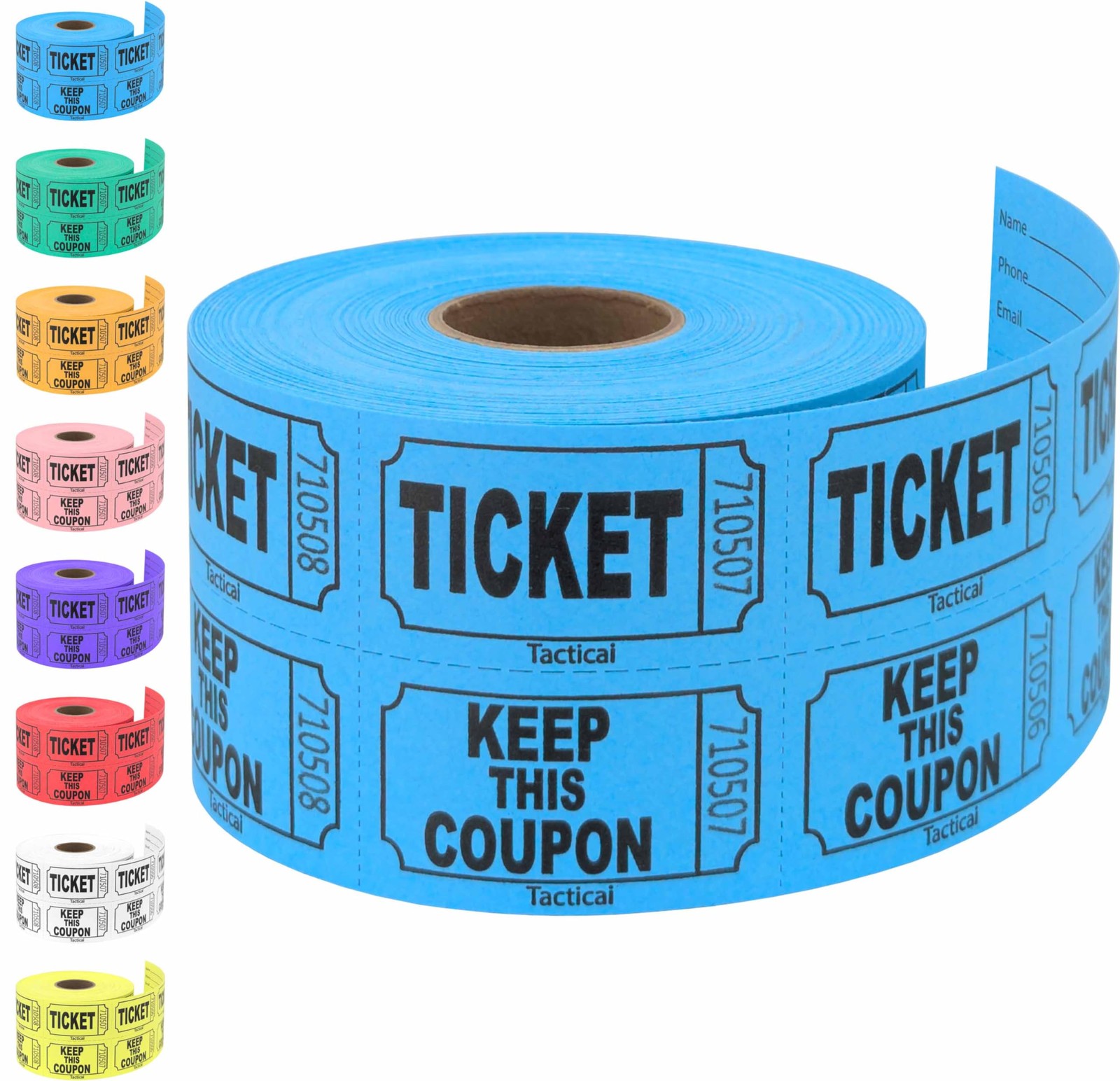 500 Raffle Tickets, Blue (1 of 8 Colors), Double Roll, Ticket for Events, Ent…