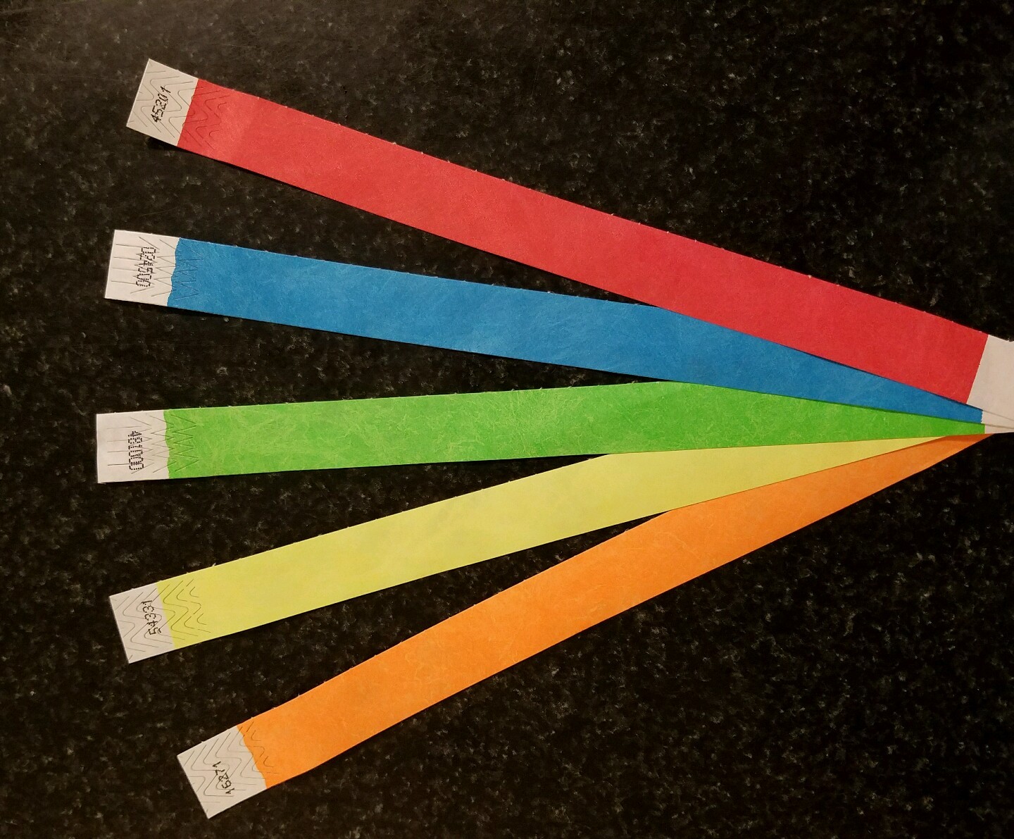 10,000 3/4″ TYVEK WRISTBANDS IN 5 COLORS, PAPER WRISTBANDS, PAPER ARM BANDS