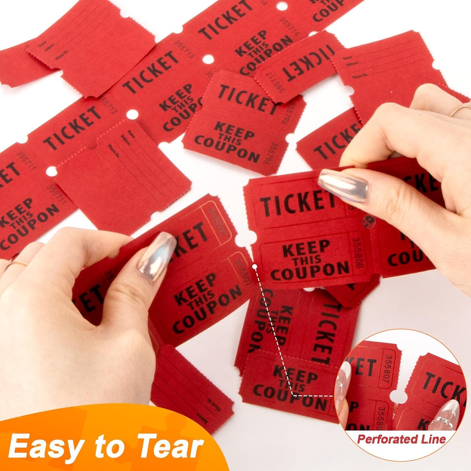 200PCS Double Roll Raffle Tickets – 50/50 Writable Raffle Tickets Perforated Lin