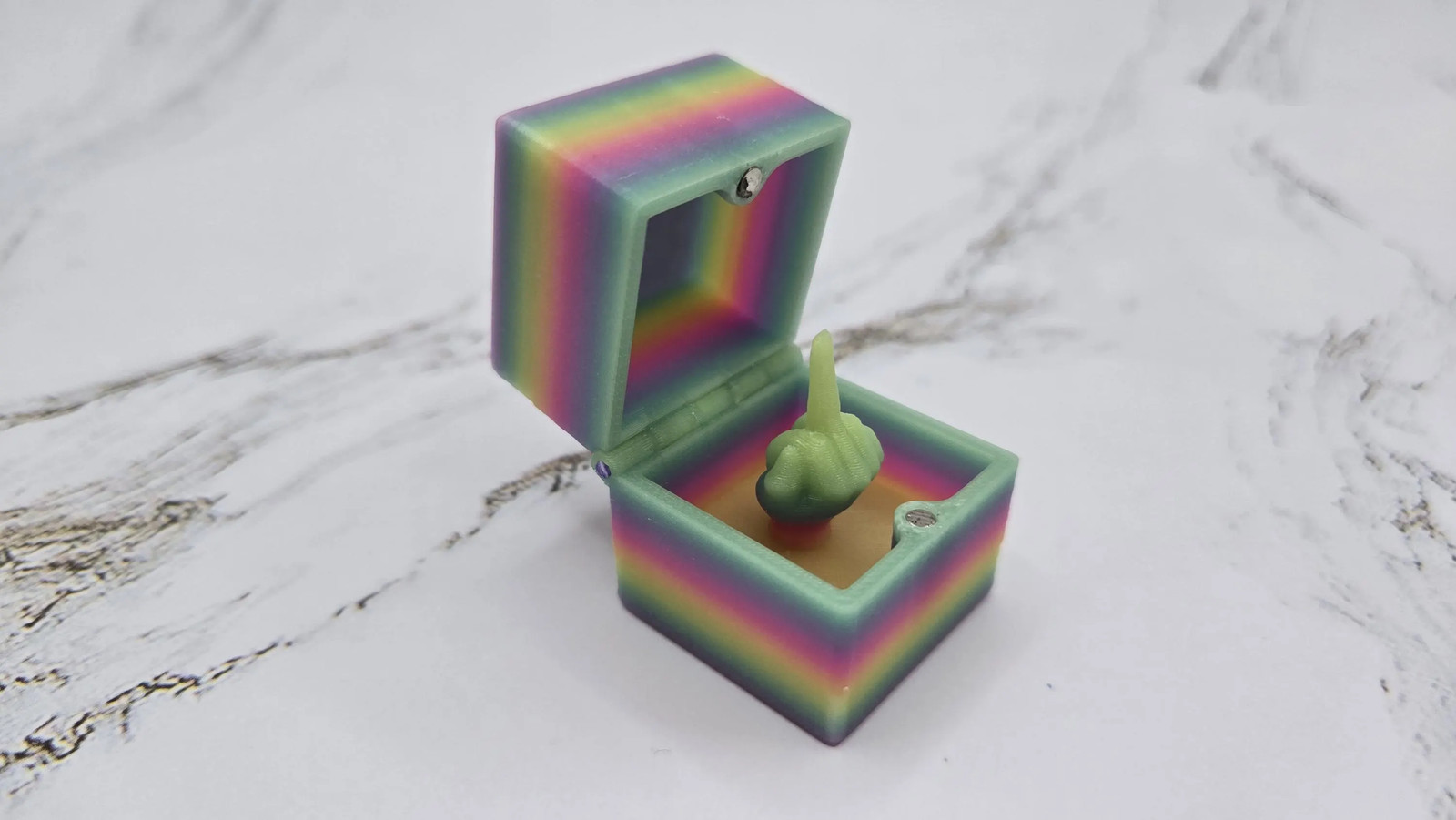 Glow in the Dark Middle Finger Box Rainbow Office Gag Gift Funny Desk Decor