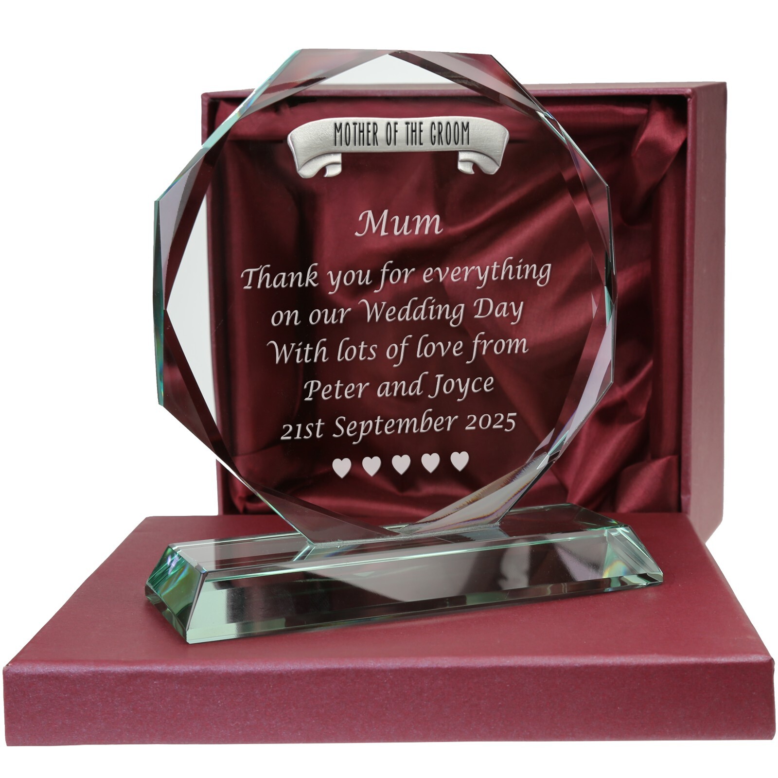 Personalised Engraved Mother of the Groom Cut Glass Wedding Party Favour Gifts