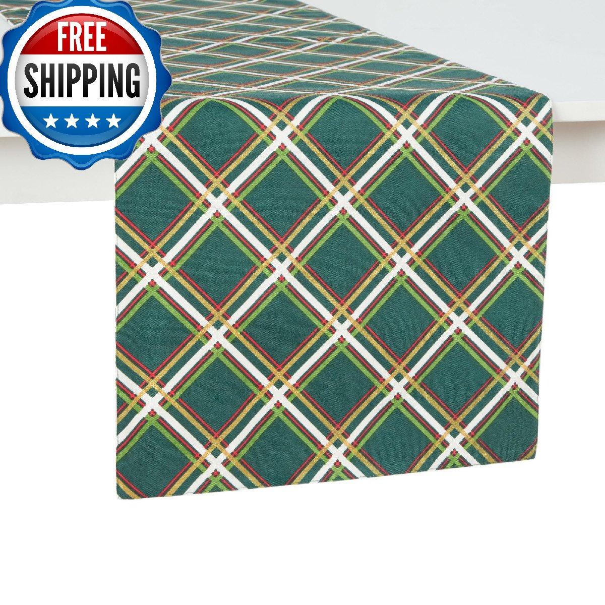 Kate Spade Holiday Confetti & Plaid Reversible Table Runner 15″x72″