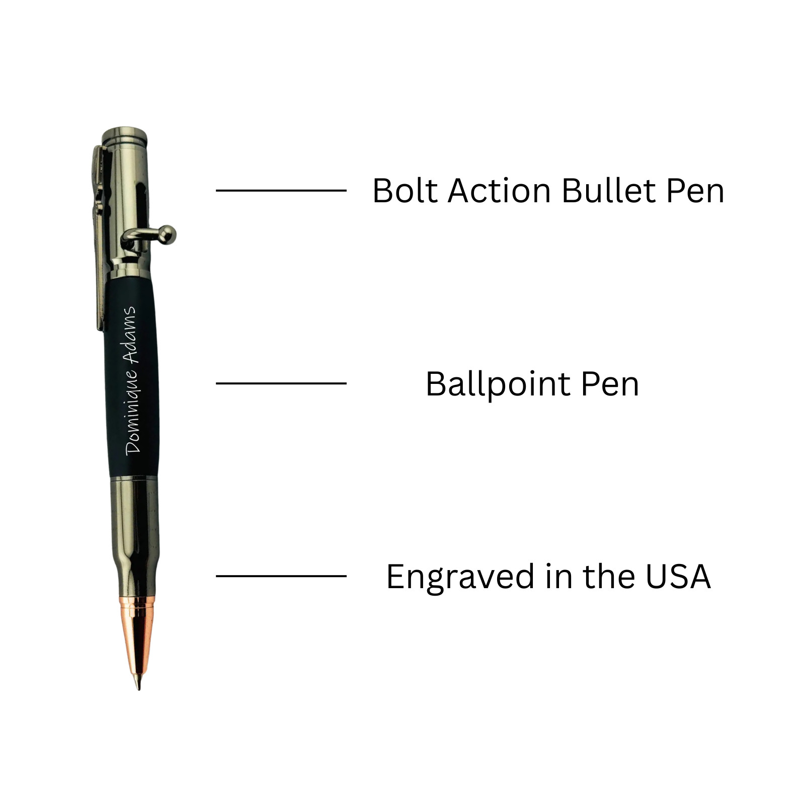 Personalized Bullet Pen Engraved Bolt Action Pen for Men Valentines Day Gift