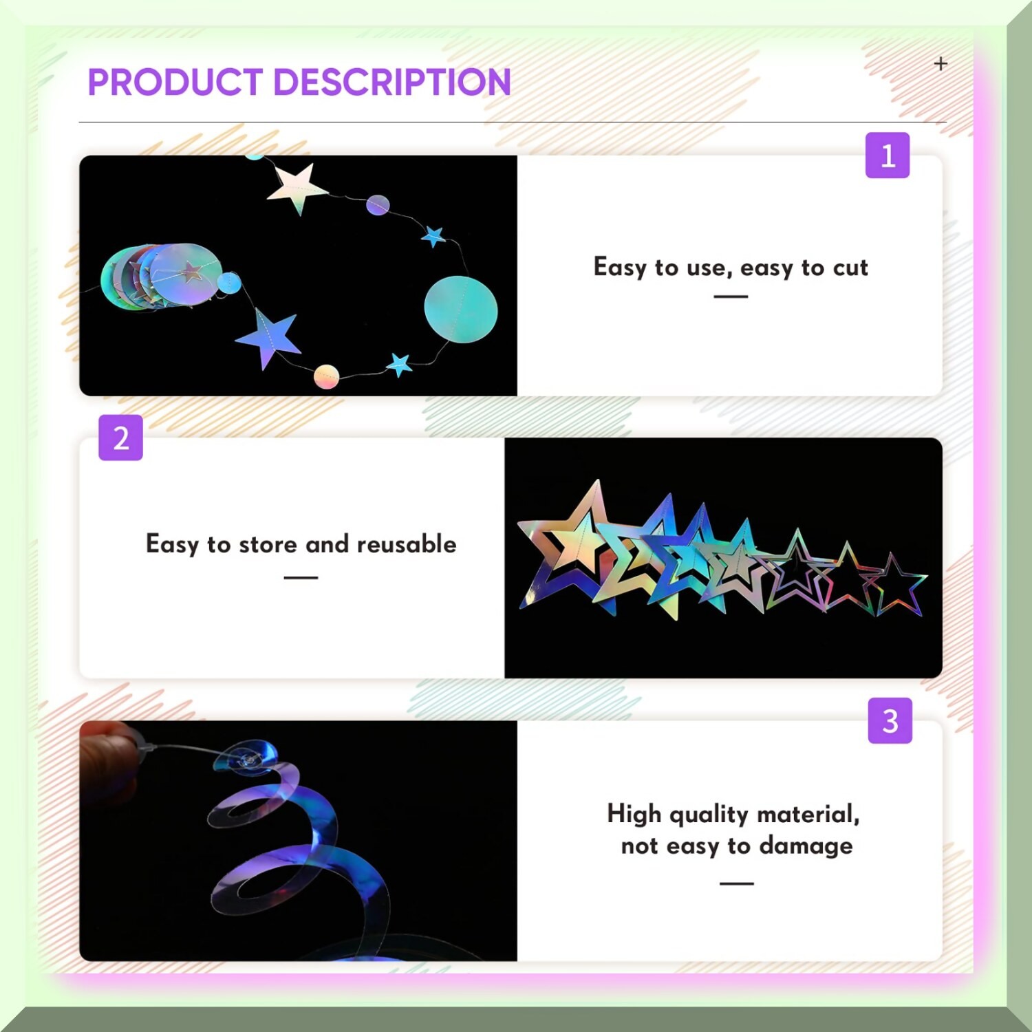Iridescent Star and Circle Dot Party Decor Kit