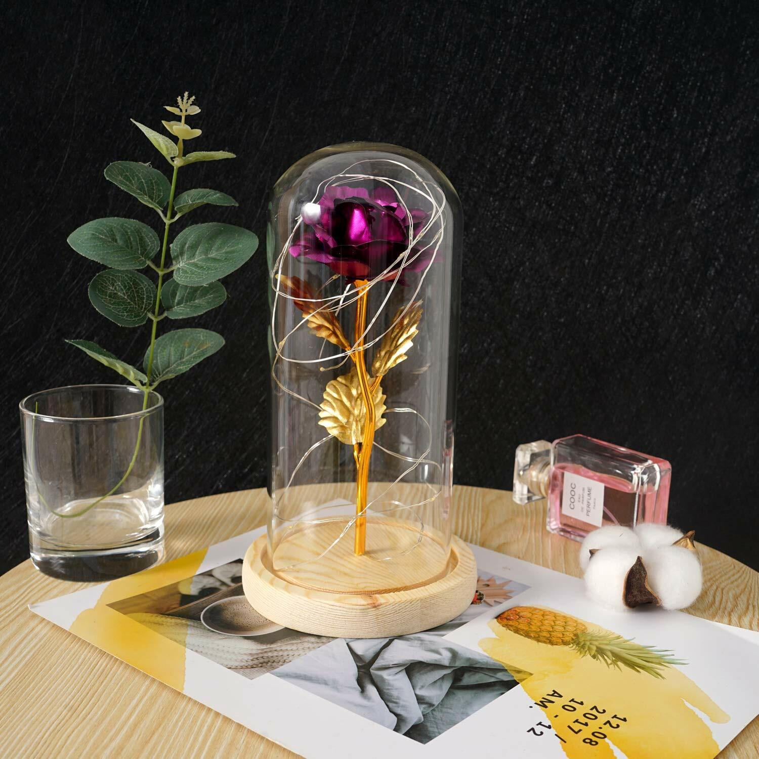 Galaxy Rose Flower gift LED light Beauty and the Beast rose Kit for Mom wife GF