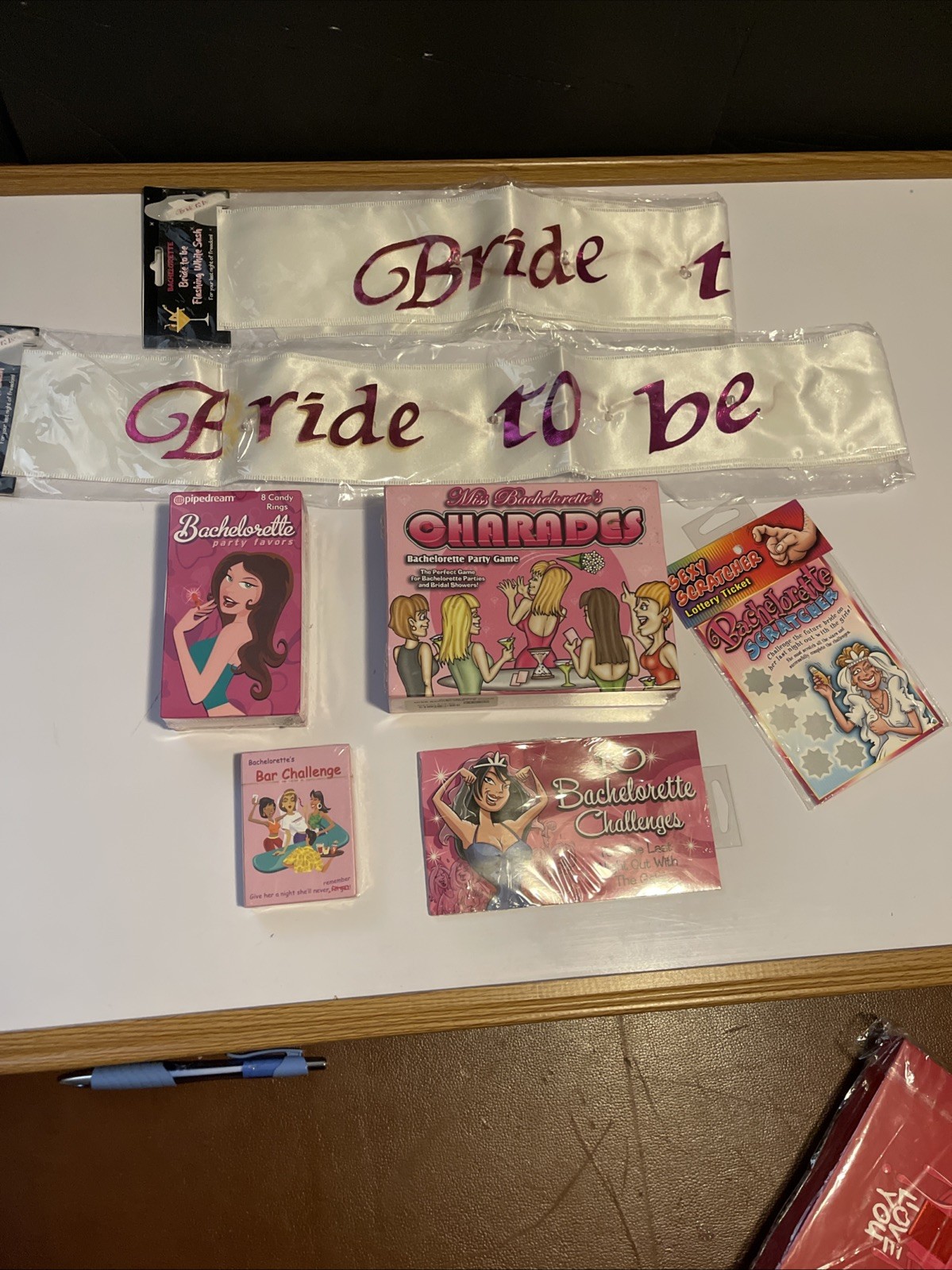 Bachelorette Party Set Bride Sash Charades Candy Ring pops Games Scratcher