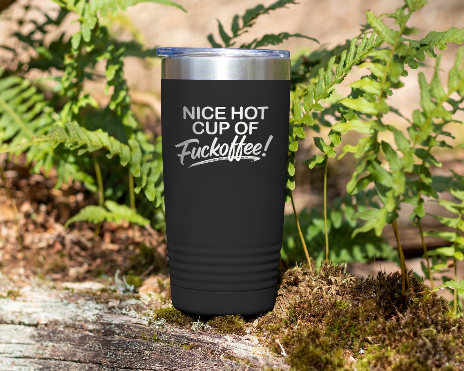 Coffee Tumbler NICE HOT CUP OF FUCKOFFEE Funny 20 oz Travel Tumbler – Black