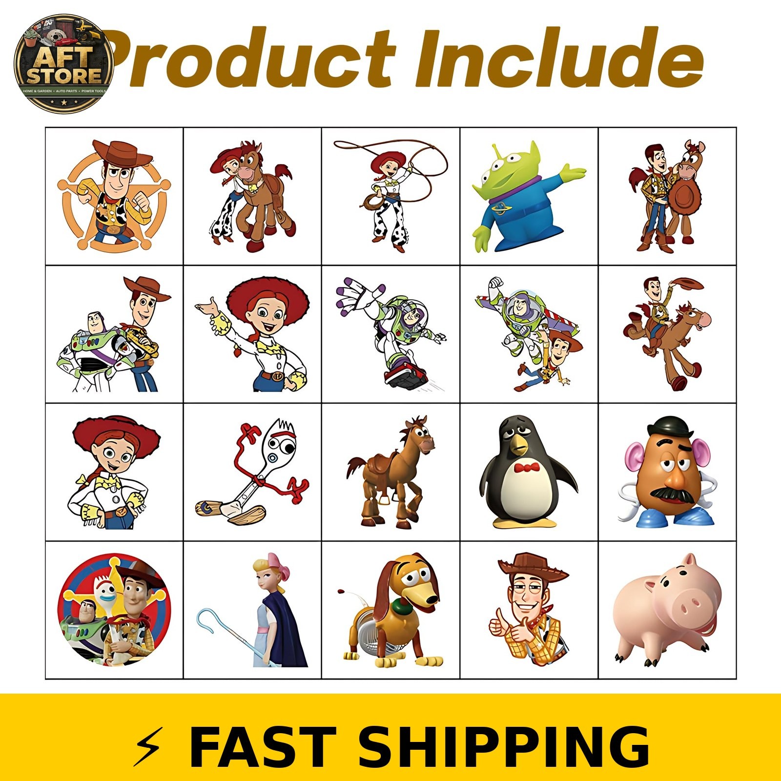 WIEEZN Toy Story 5 Temporary Tattoos – 20 Cartoon Stickers