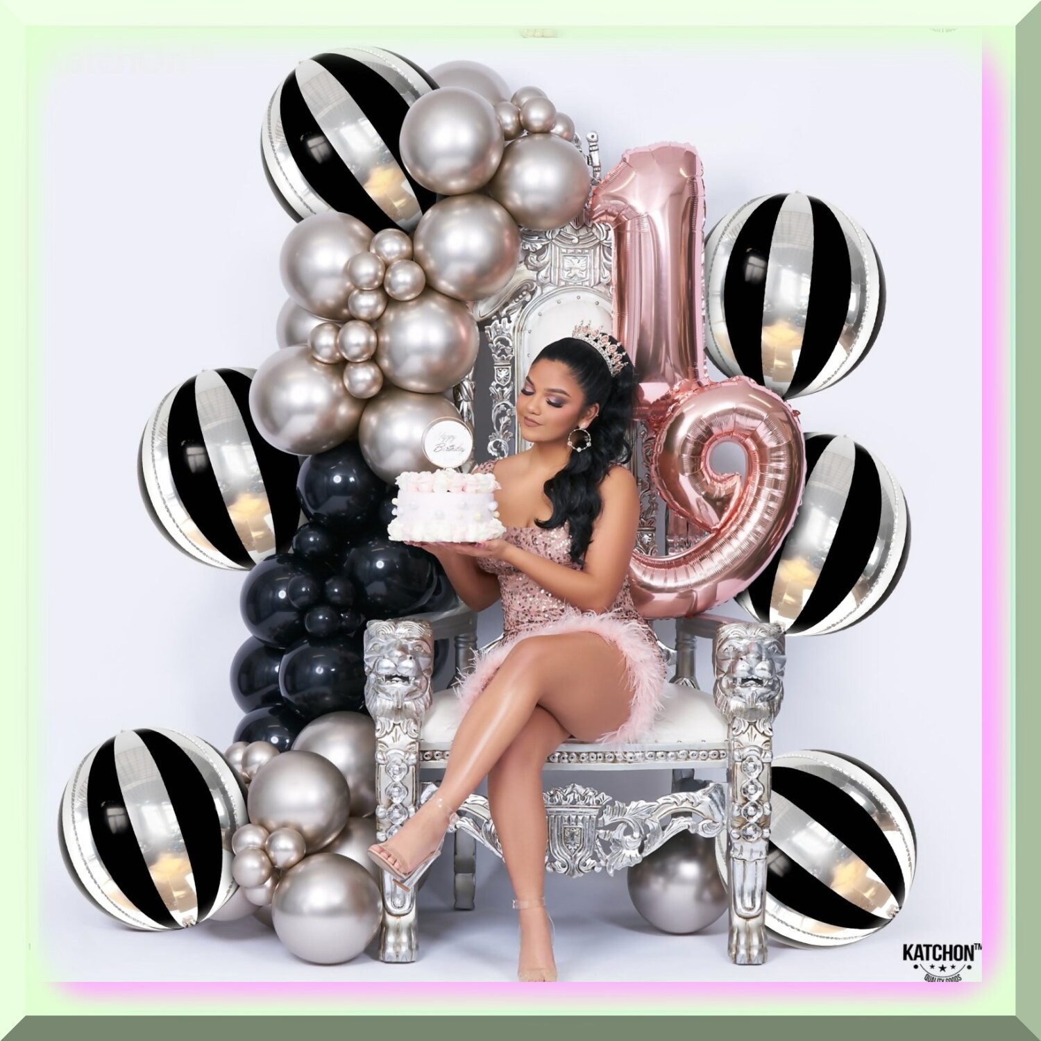 Silver Black and Silver 4D Balloon Set with Large Foil Balloons