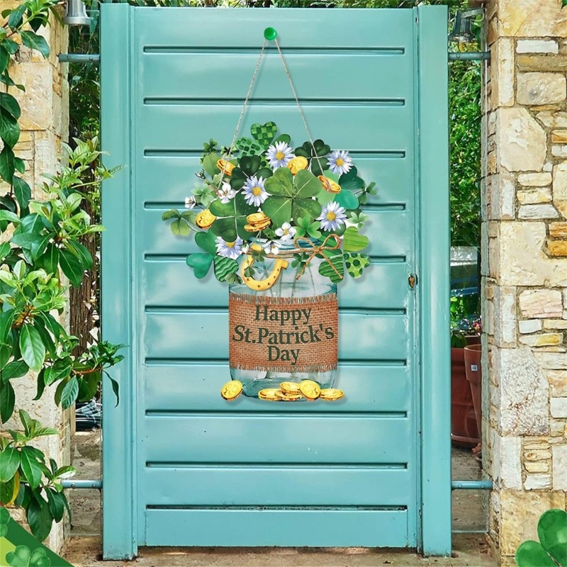 Shamrock Party Sign Welcome Door Sign for Patrick s Day Home and Shop Decors