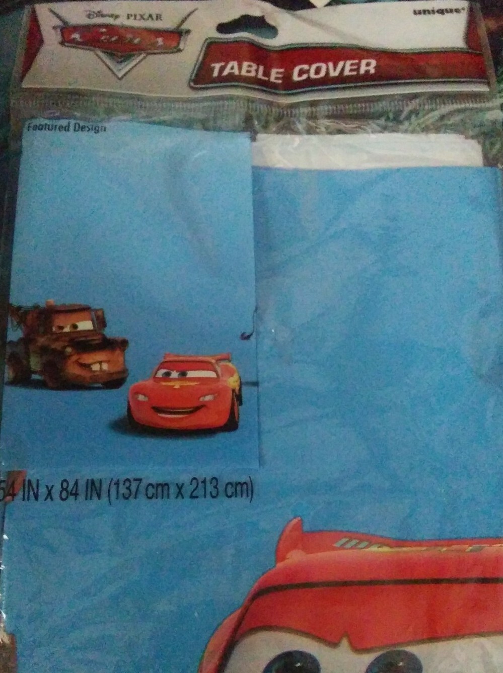 Disney Pixars Cars Tablecloth 54″×84″. BNIP! Ft. McQueen and Meeter.