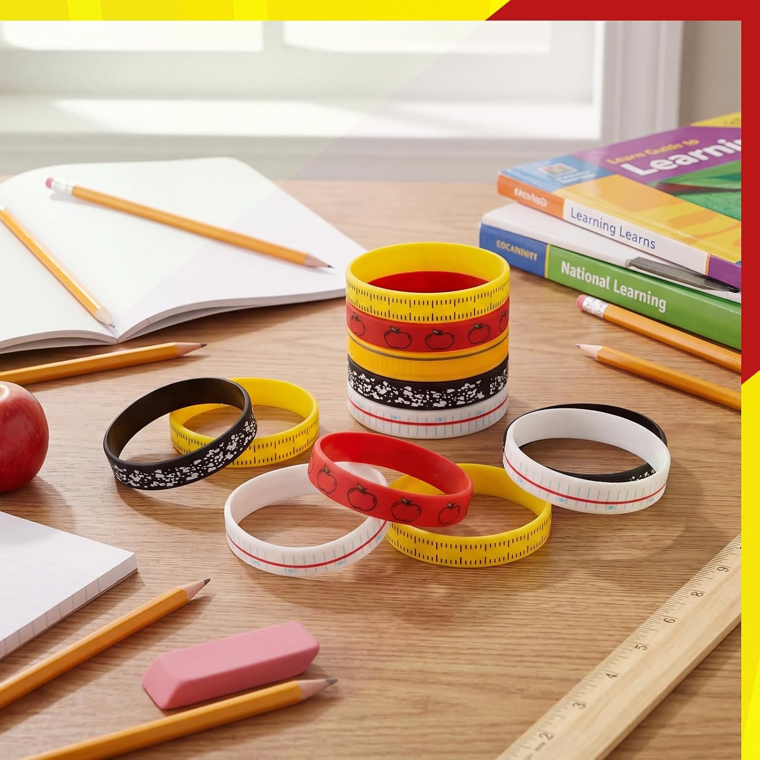 Landical 100 Pcs Back to School Silicone Wristbands Bulk 5 Styles