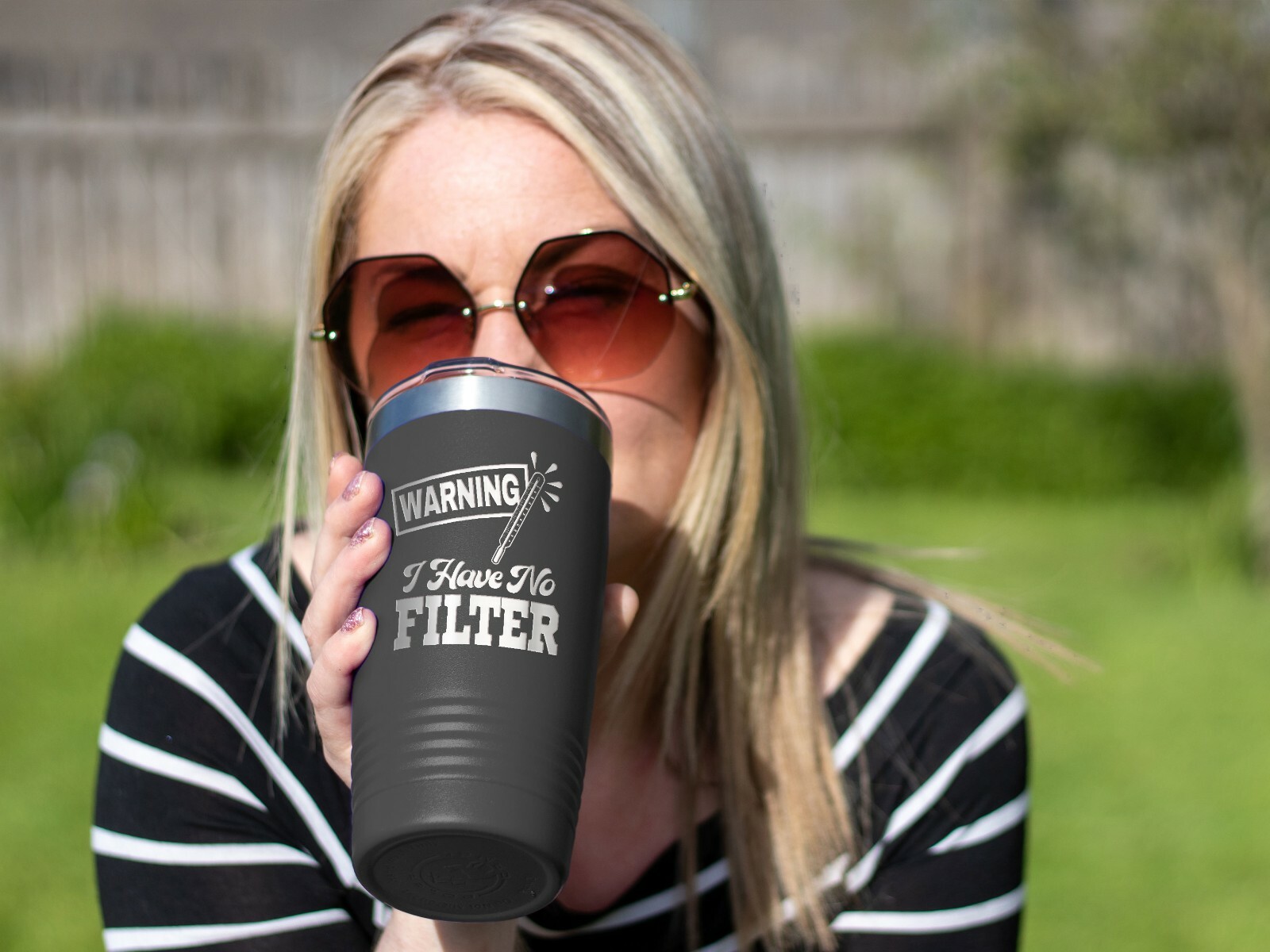 Coffee Tumbler WARNING! I HAVE NO FILTER Funny 20 oz Stainless Steel Tumbler