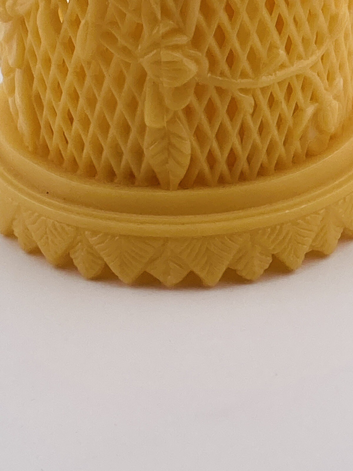 Faux Ivory Flower Treasure Container W/ Party Picks-Rose Pattern By Prestige