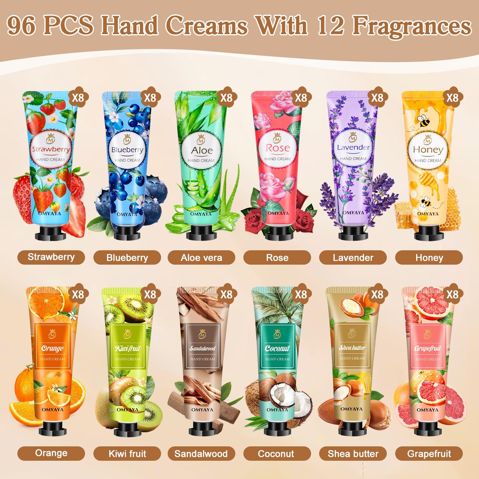 96 Pack Mini Hand Lotion Bulk, Travel 0.21 Fl Oz (Pack of 96)