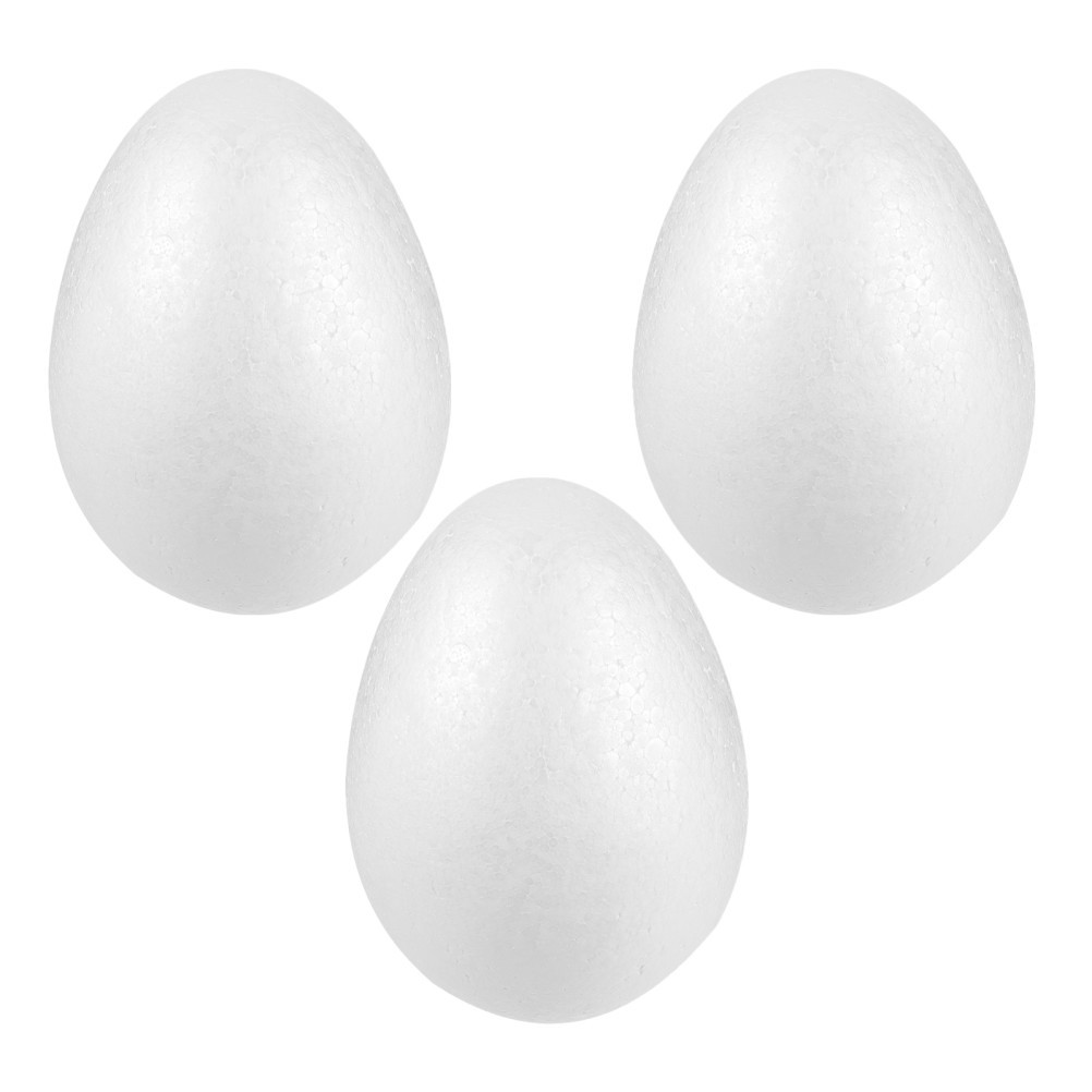 3Pcs Polystyrene Foam Eggs Bulk for Kids DIY Painting White Craft Egg Ornaments