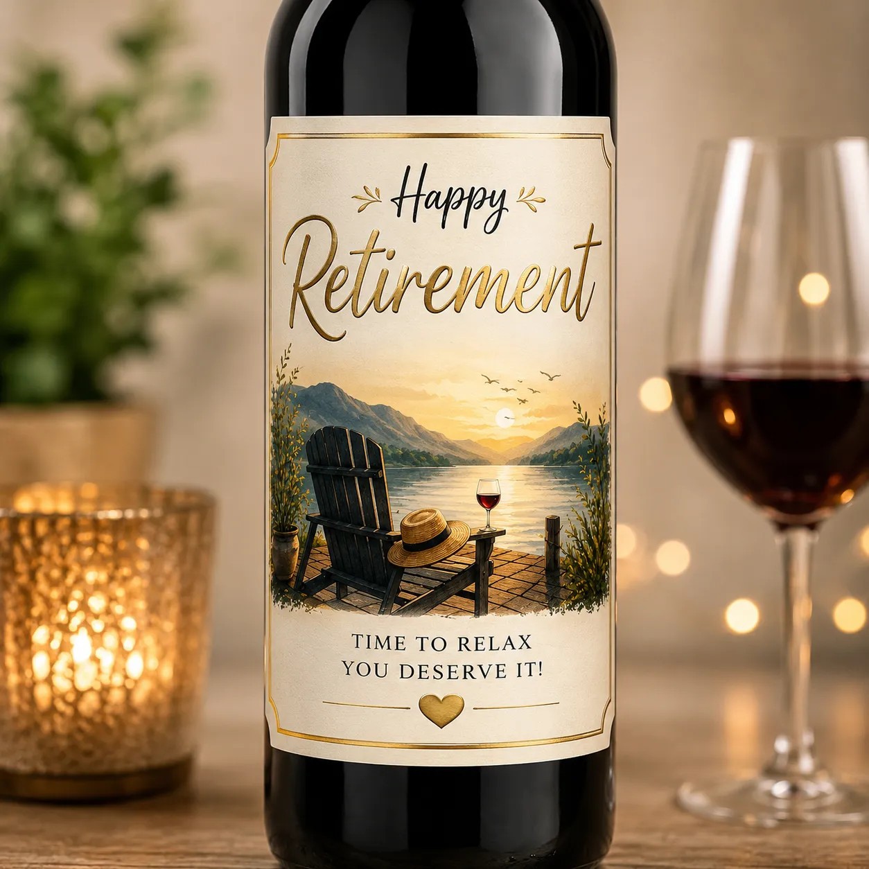 Personalised Retirement Bottle Label Sticker Custom Wine Gift Keepsake