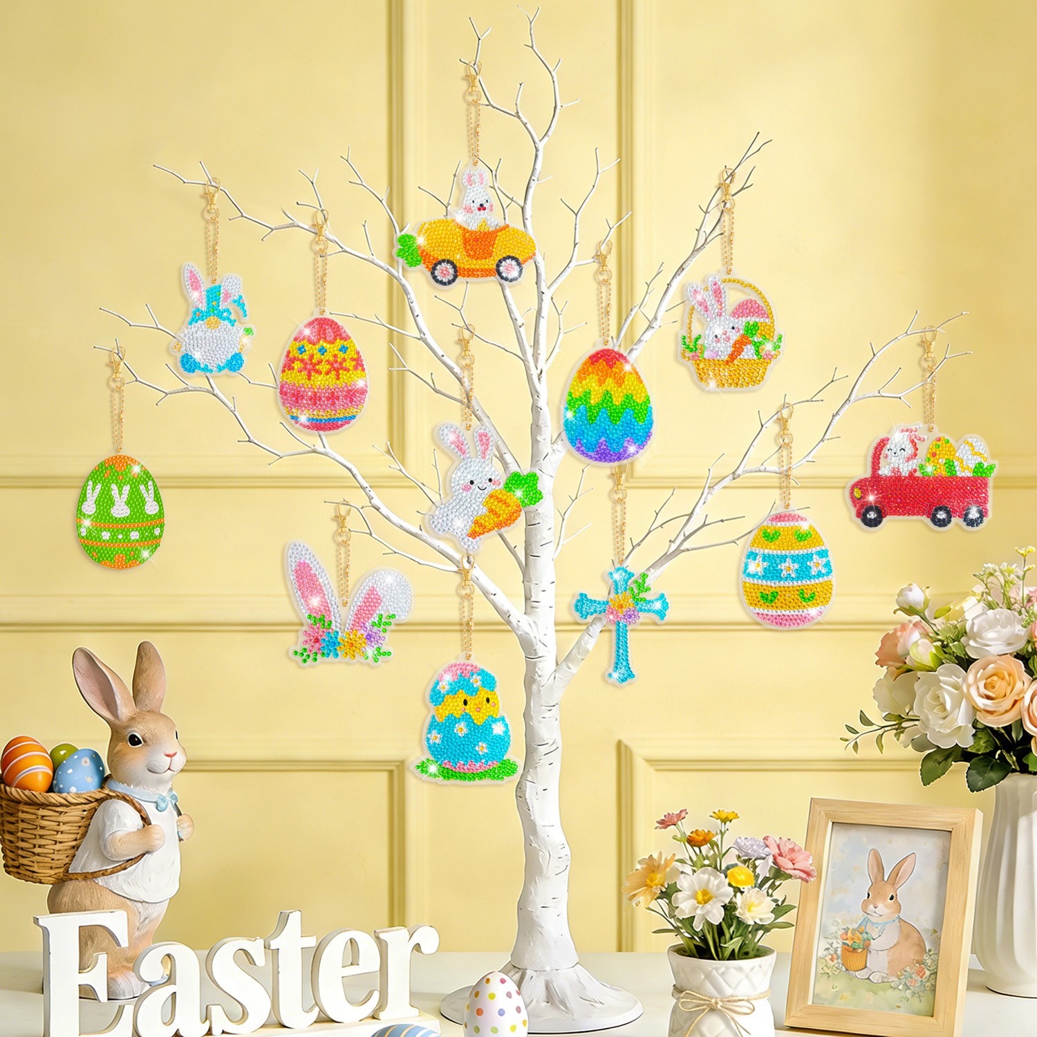 Easter Diamond Painting DIY Keychain Easter Ornaments Bunny Kids Game Supplies