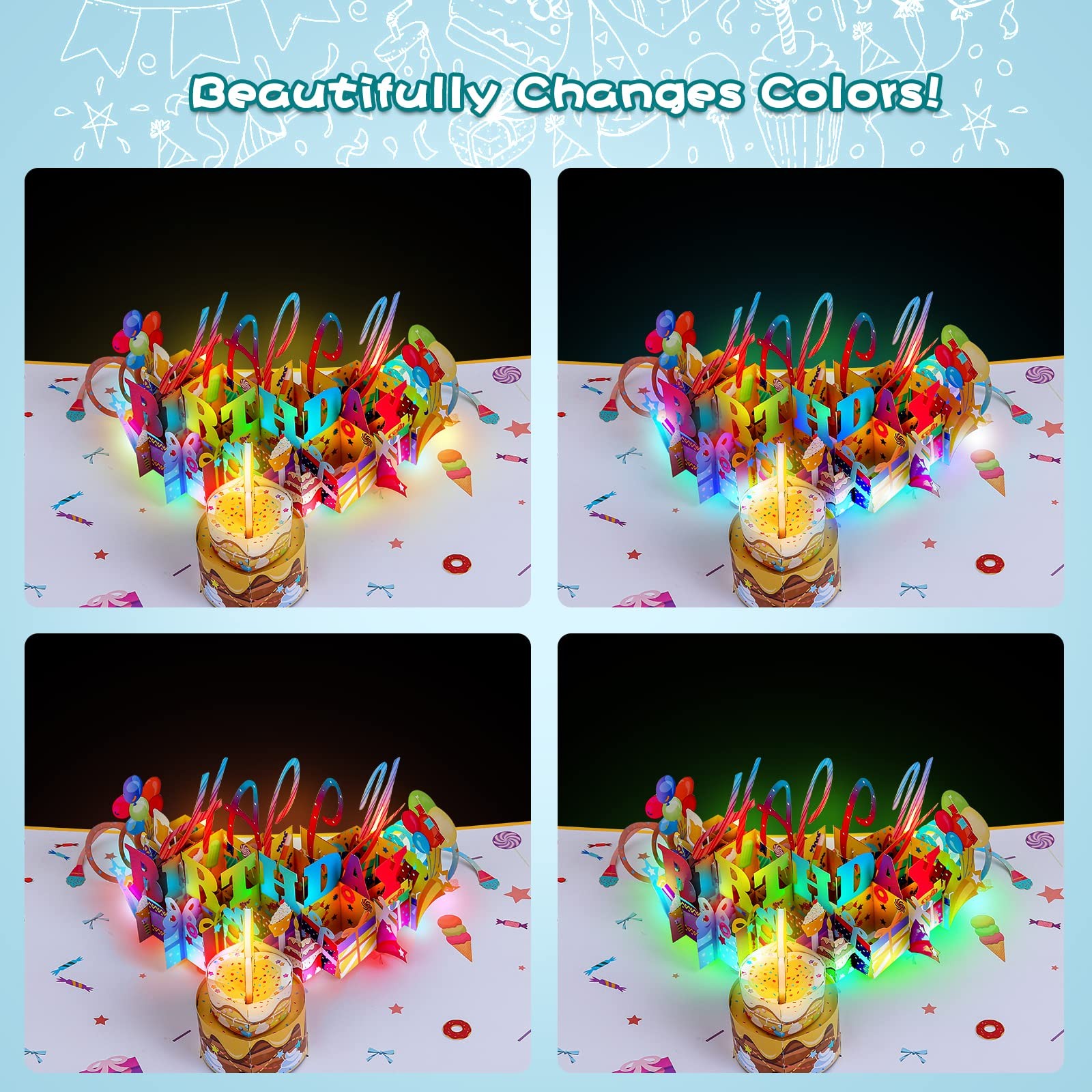 Olatay 3D Musical Birthday Popup 21.08 centimeters x 20 centimeters, Colorful