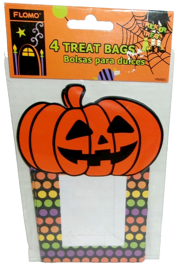 HALLOWEEN ~ Treat Bags ~ 4″ X 6″ ~ PUMPKIN~ 4 Pieces