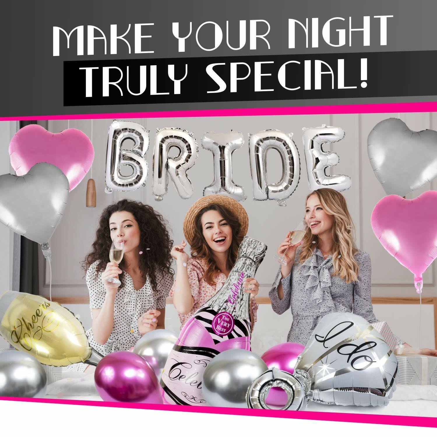 Bachelorette Party Decorations Kit Bridal Shower Games Sash Veil Balloons
