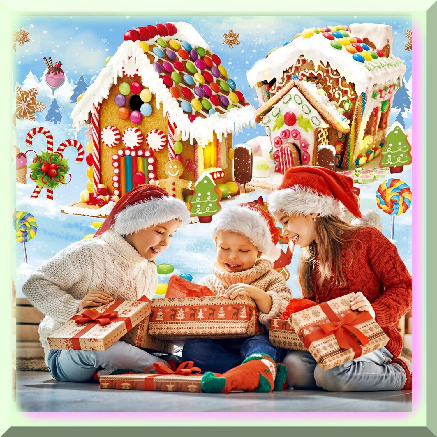 Gingerbread Winter Wonderland Fabric Backdrop