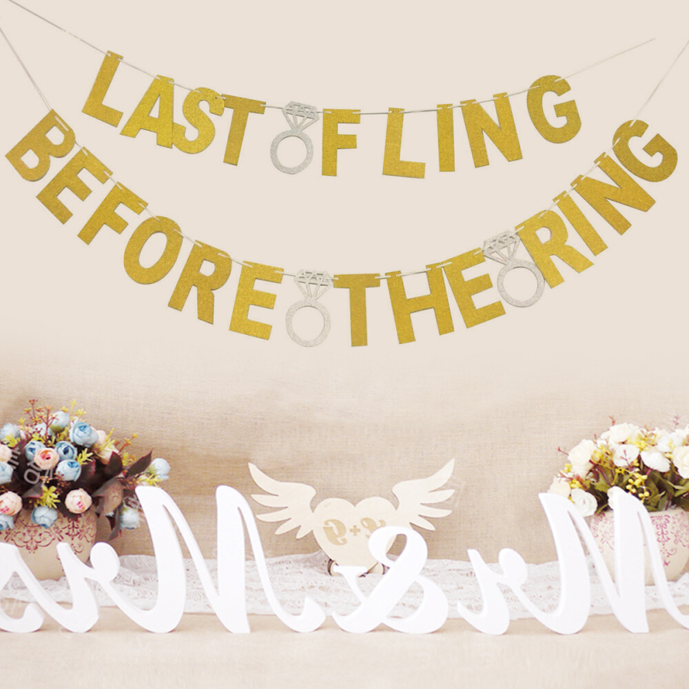 Bachelor Party Paper Banner Bunting Flag Single Party Glitter Letter Pull Flag