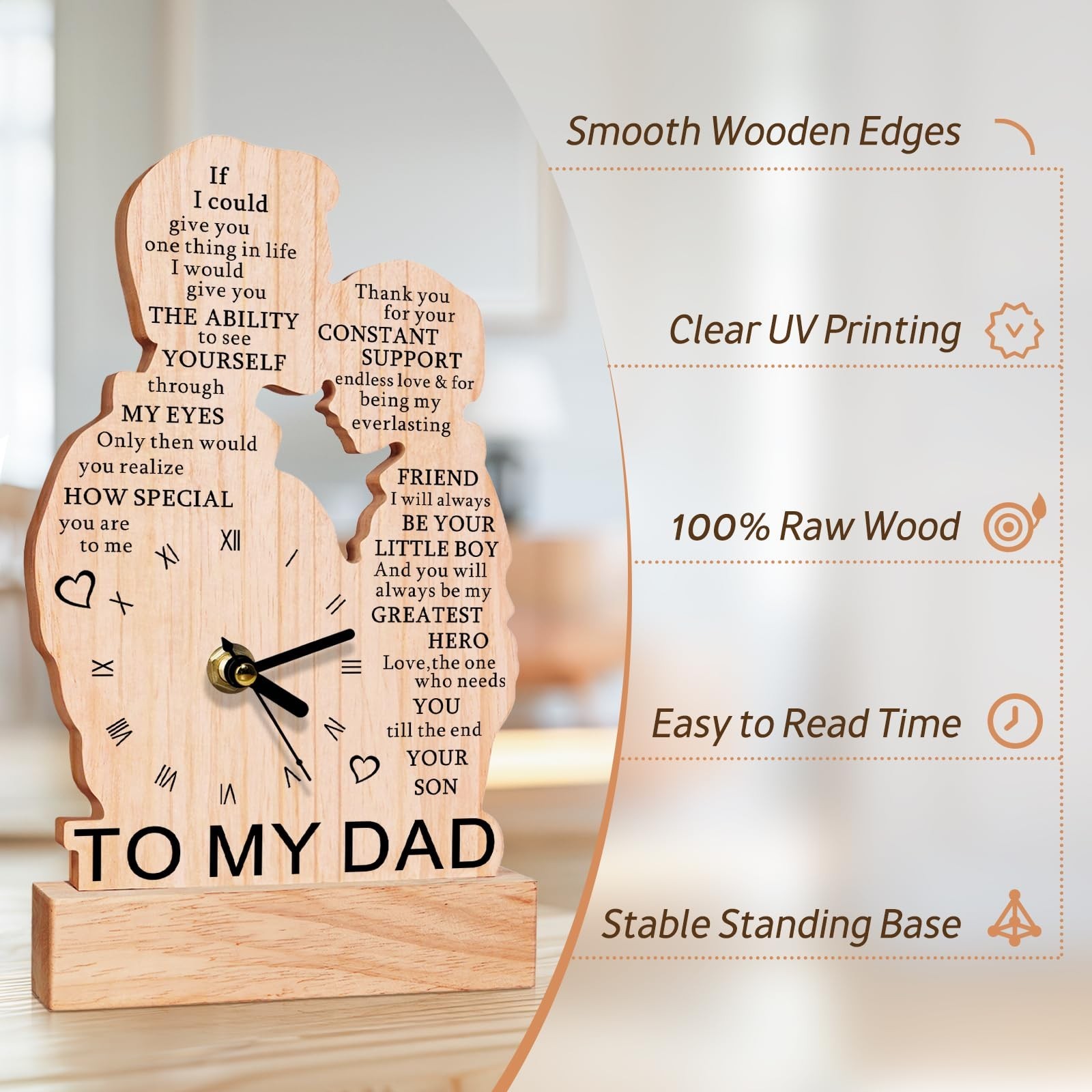 Dad Gifts from Son, Wooden Clock Gifts for Dads, Birthday Gift for Dad, Cool …