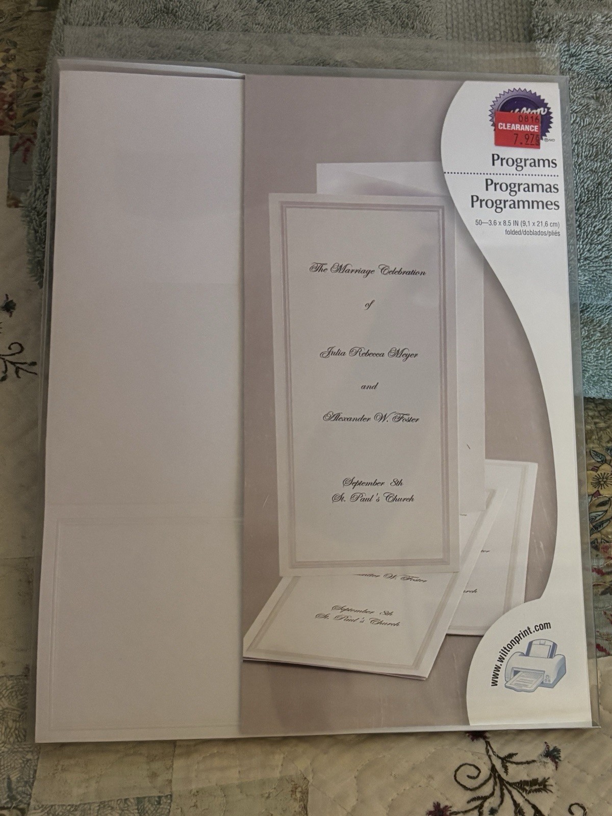 Wilton Trifold Programs Plain White 50 Pack. Lot of 4