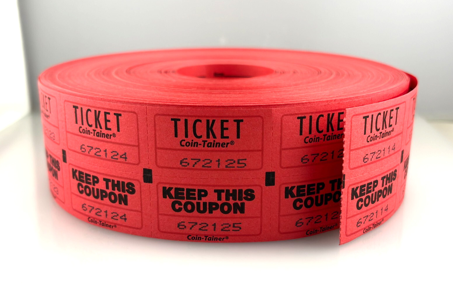 Partial Roll of Red Double Stub Raffle Tickets – Split the Pot 50/50 Raffle