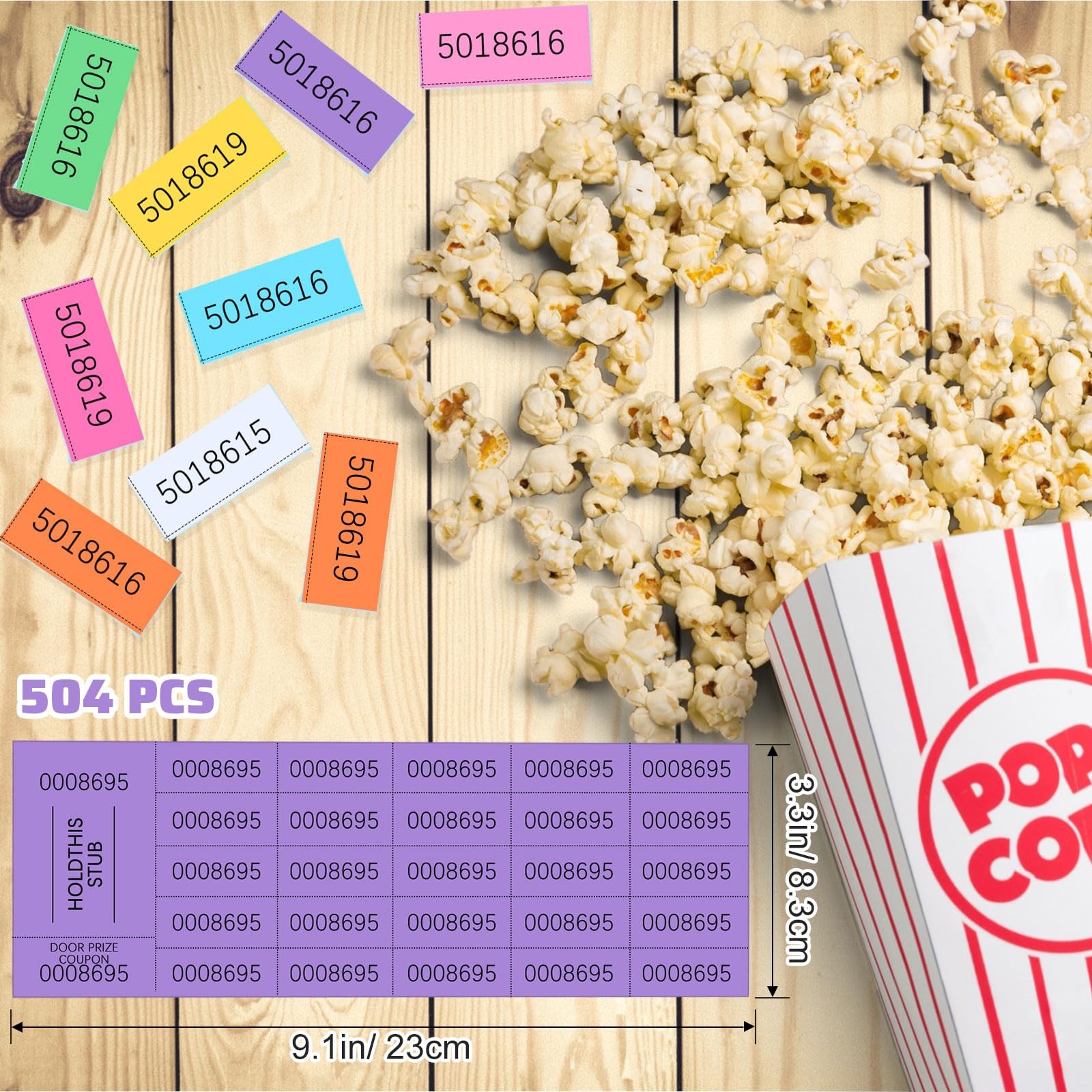 504 Sheets 25 Bid Raffle Tickets Chinese Silent Auction Event Mixed Color