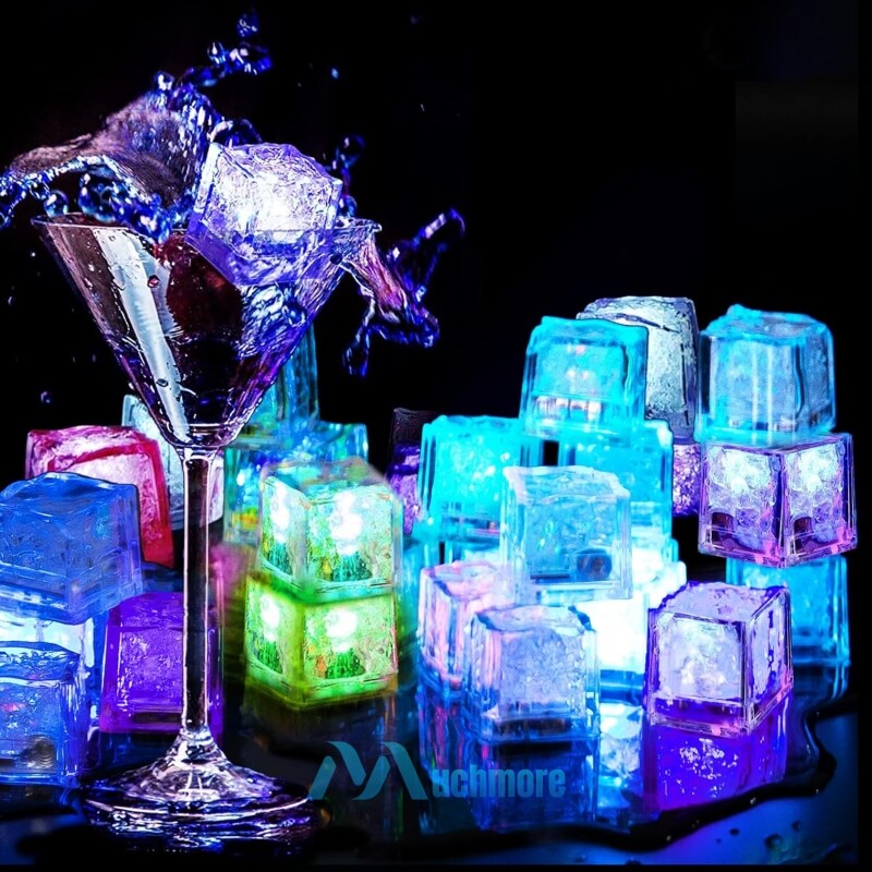 12~60Pcs Light up Ice Cubes for Drinks – Multi Color Fast Flashing Led Ice Cubes