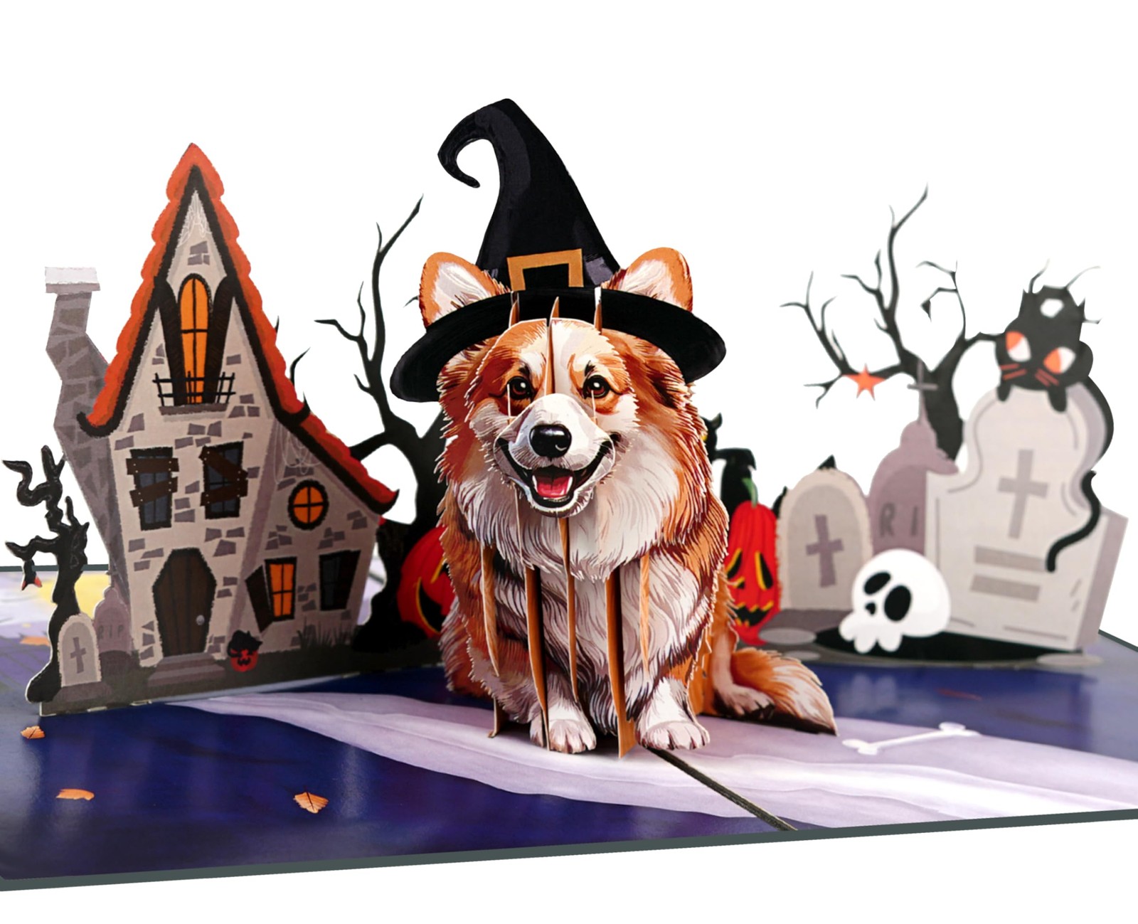 iGifts And Cards Corgi Halloween Pop-Up Card – 6″ x 8″ 6″X8″, Hallowen