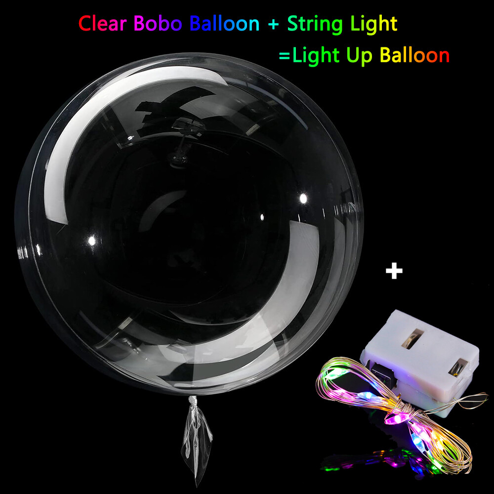 10 Pack LED Light Up BoBo Balloons 20″ Transparent Party Birthday Bubble Balloon