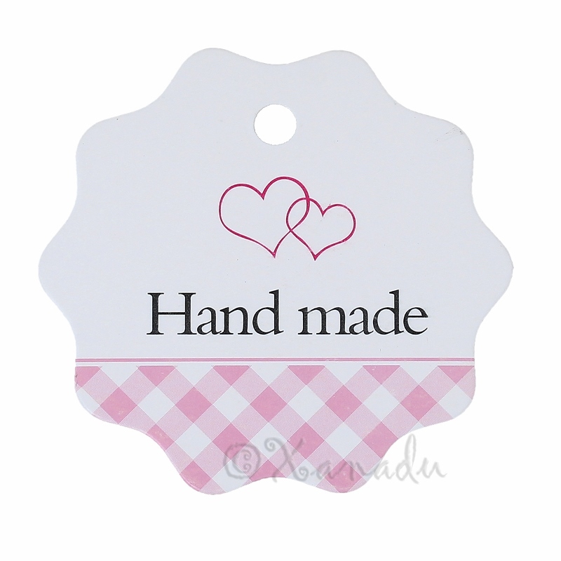 Pink Hearts Hand Made Specialty Merchandise Paper Tags P4548 – 20, 50 Or 100PCs