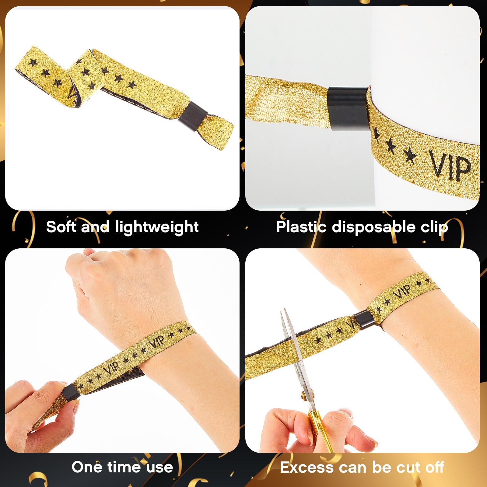 100 Pcs VIP Wristbands Cloth for Events Wedding Concert Fair Party