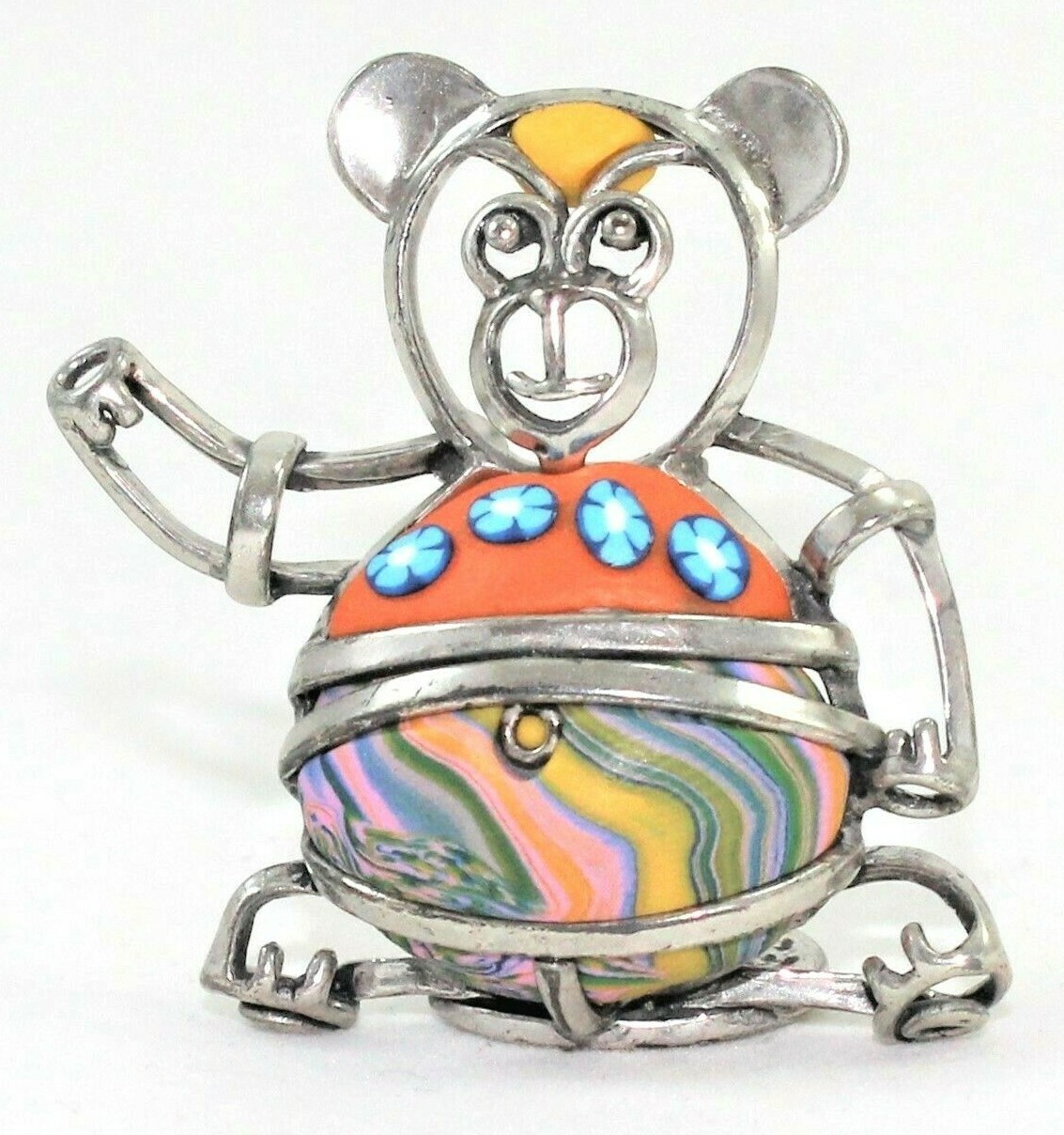 Set Of 4 Birth Favors Baby Girl Baby Boy Teddy Bear Silver And Murrine