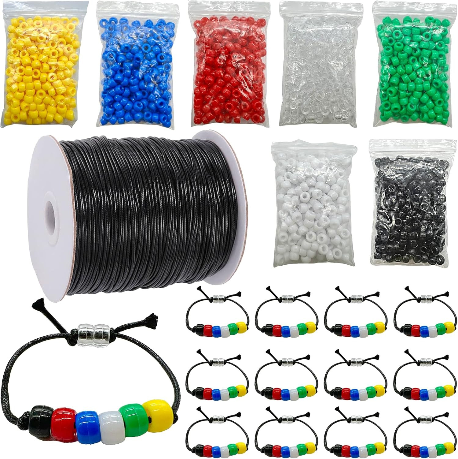 1400 Pcs Plan of Salvation Bracelet Kit Bead Bulk Wordless Faith Bracelet Black