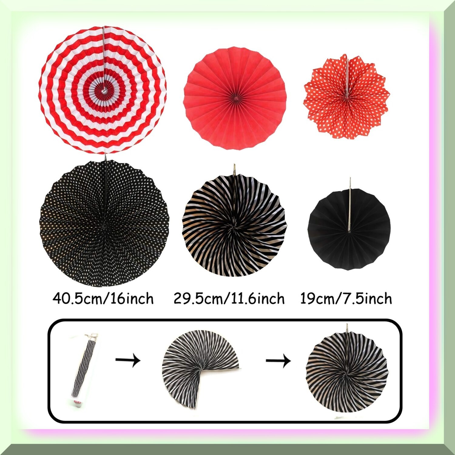 Fiesta Party Decoration Kit with Paper Fans Pompoms Garland