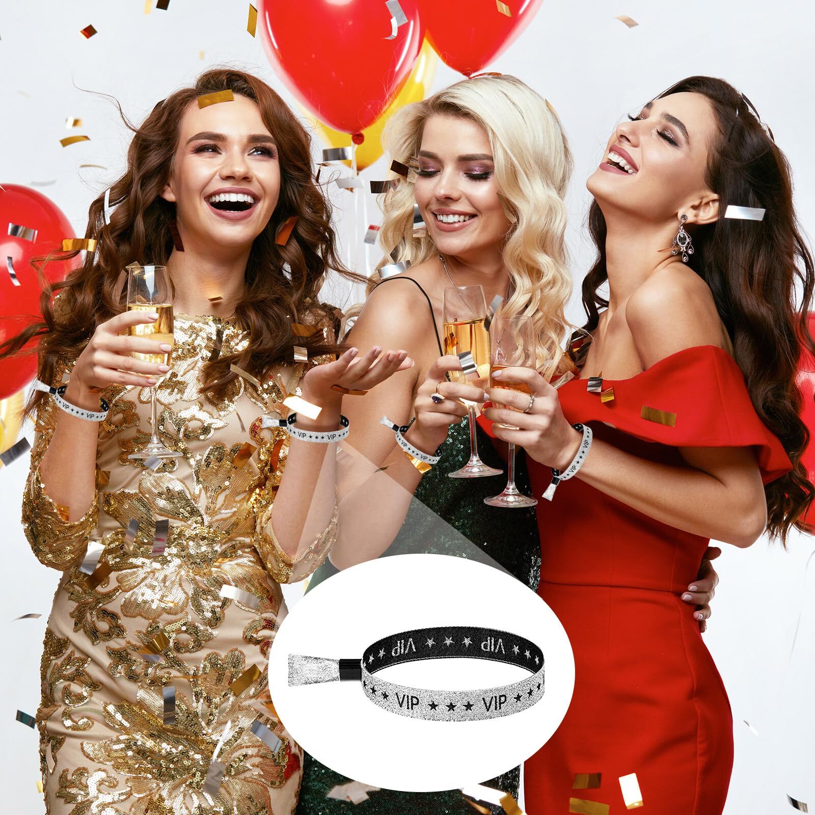 100 Pcs VIP Cloth Wristbands for Events Party Wedding Concert Fair Club