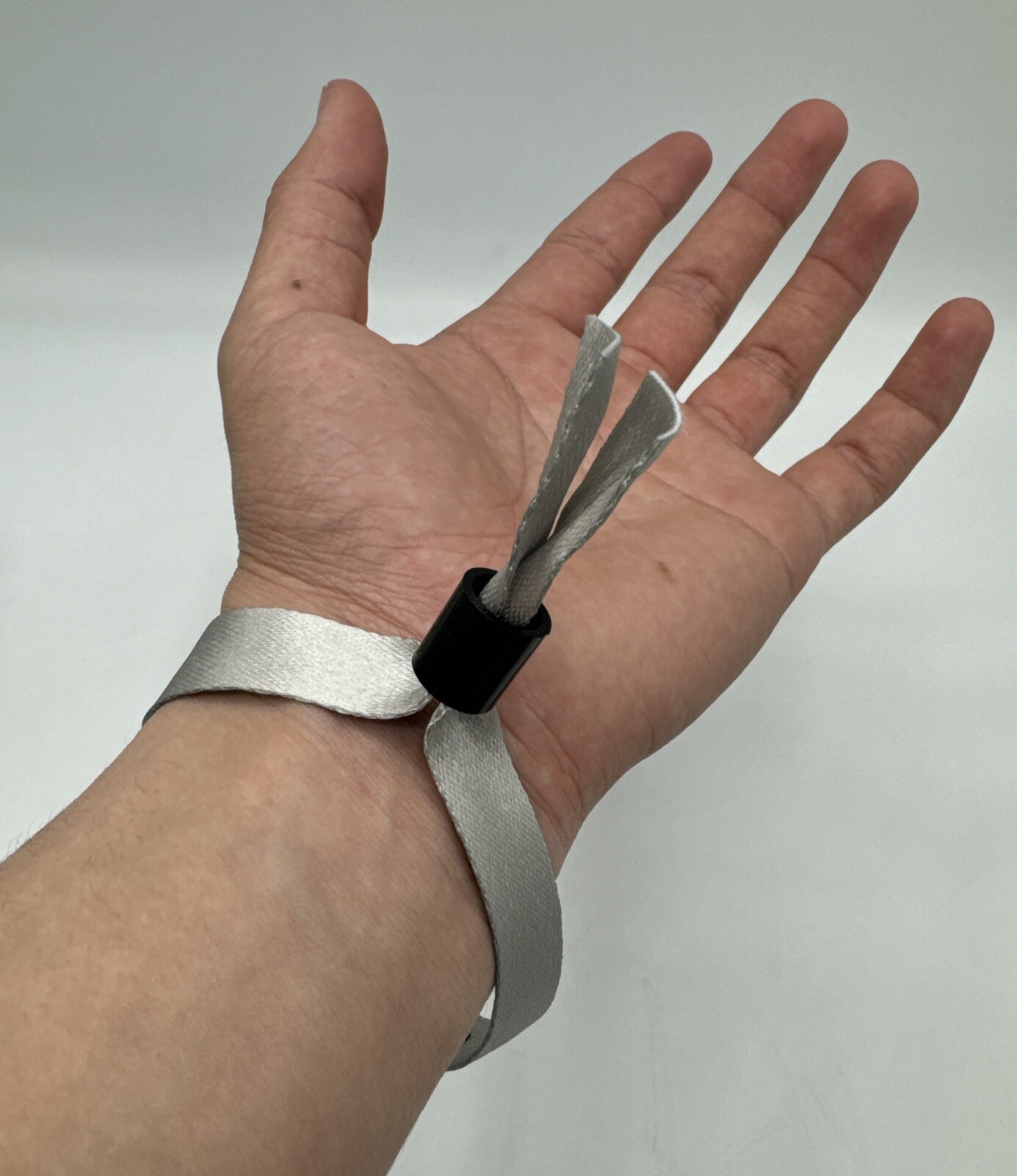 Lucid branded tamper proof festival wristband Grey with Black