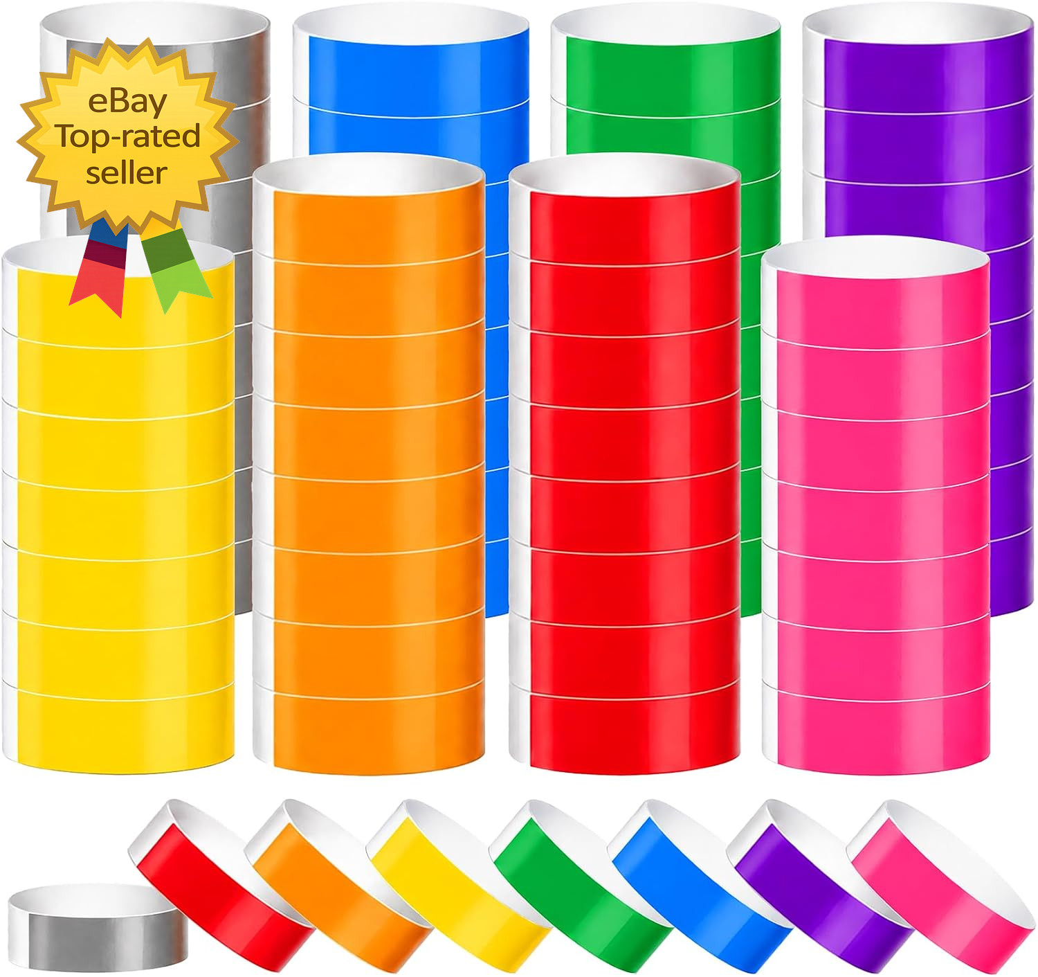 800 Pieces Colored Wristbands for Events Wrist Bands Paper Bracelets Waterproof