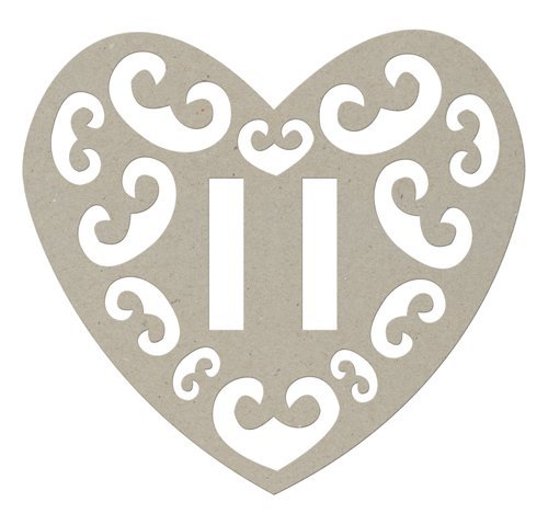 FABSCRAPS DIE-CUT GREY CHIPBOARD EMBELLISHMENT, HEART BUCKLE-6009699308316