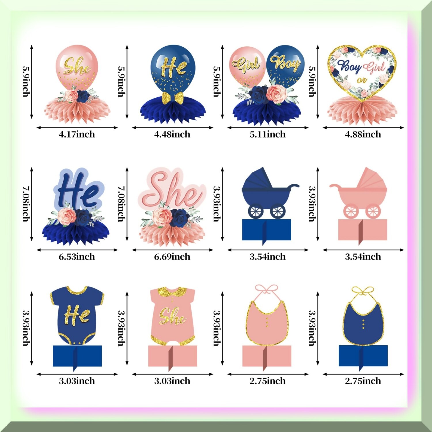 Honeycomb Gender Reveal Table Toppers 12 Pieces