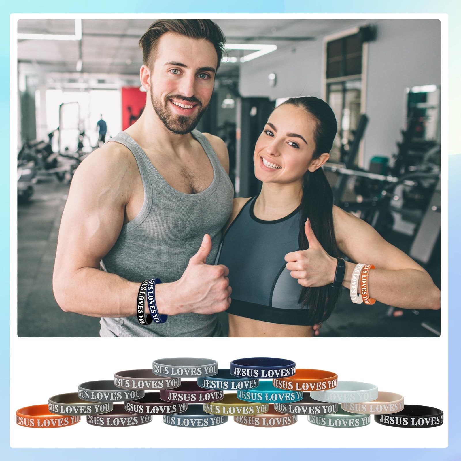 100 Pcs Jesus Loves You Bracelet Bulk Silicone Christian Bracelet Colorful Ru…