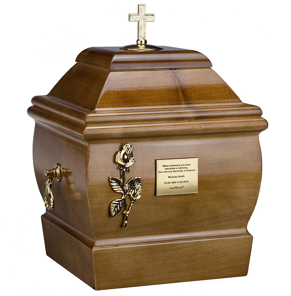 Cremation URN for Adult made from solid wood Funeral ashes Casket Memorial URN