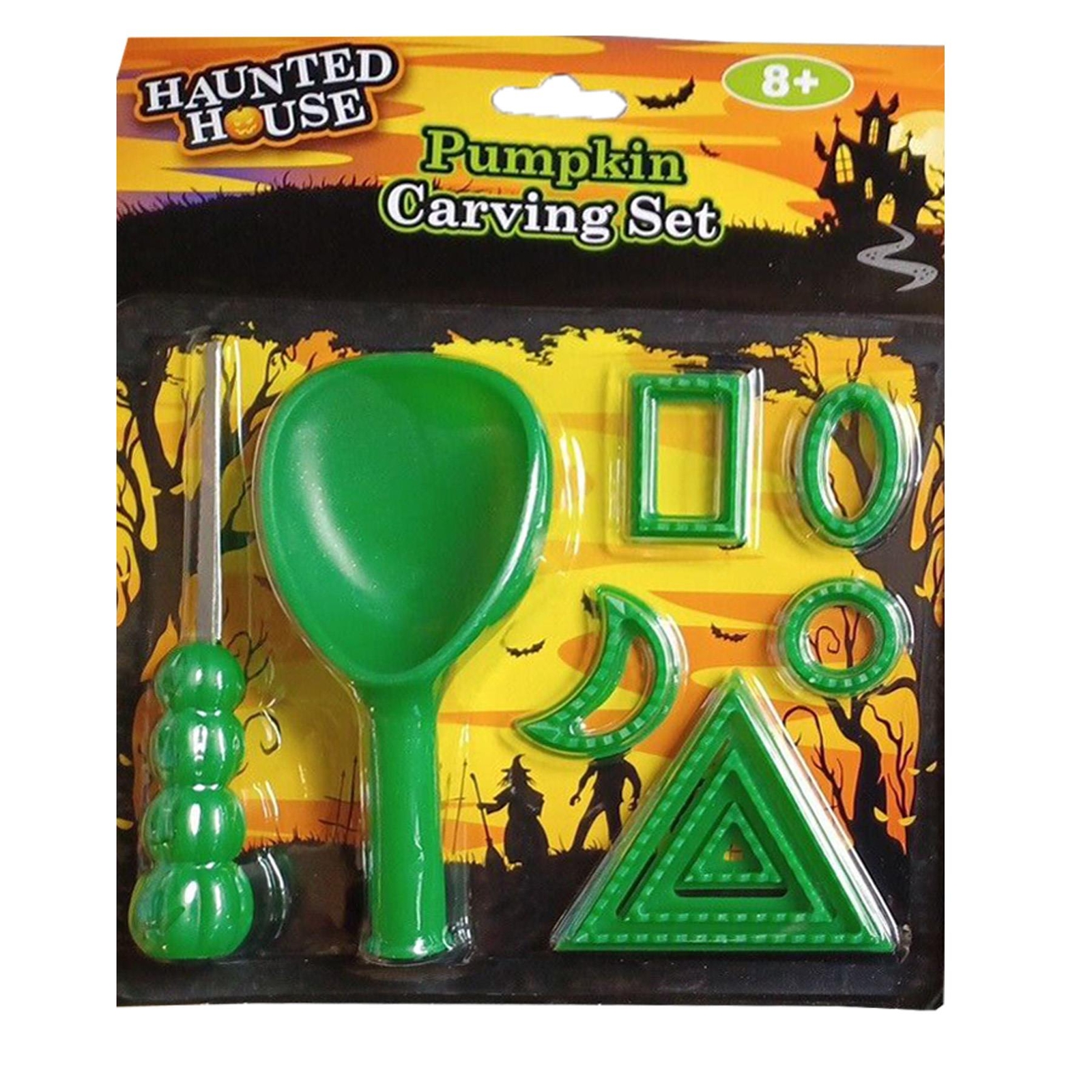 Halloween 9 Piece Pumpkin Carving Kit Kids Crafts Party Decoration – Green