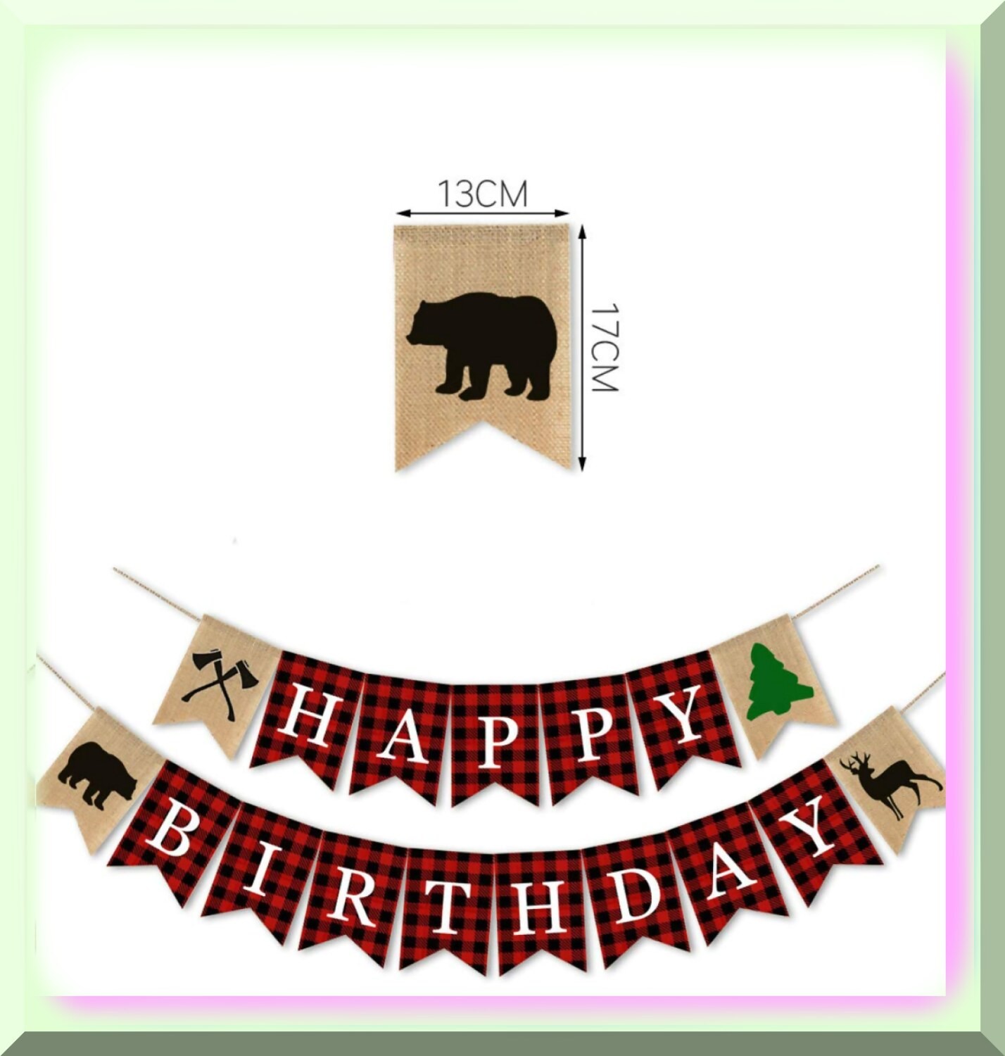 Rustic Burlap Birthday Banner Kit with Adjustable Rope