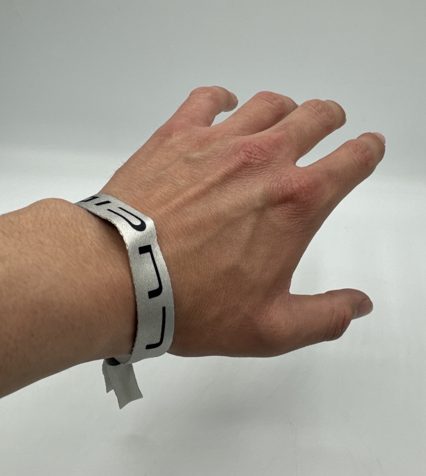 Lucid branded tamper proof festival wristband Grey with Black