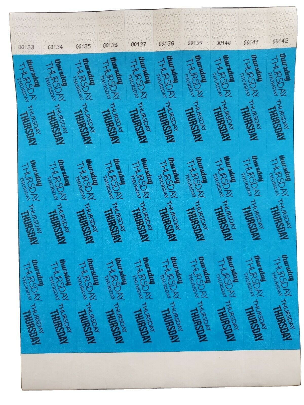 100 Monday-Sunday 3/4″ Tyvek Wristbands